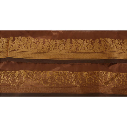Sanskriti Vintage 1YD Sari Border Baluchari Woven Epic Design Craft Brown Lace