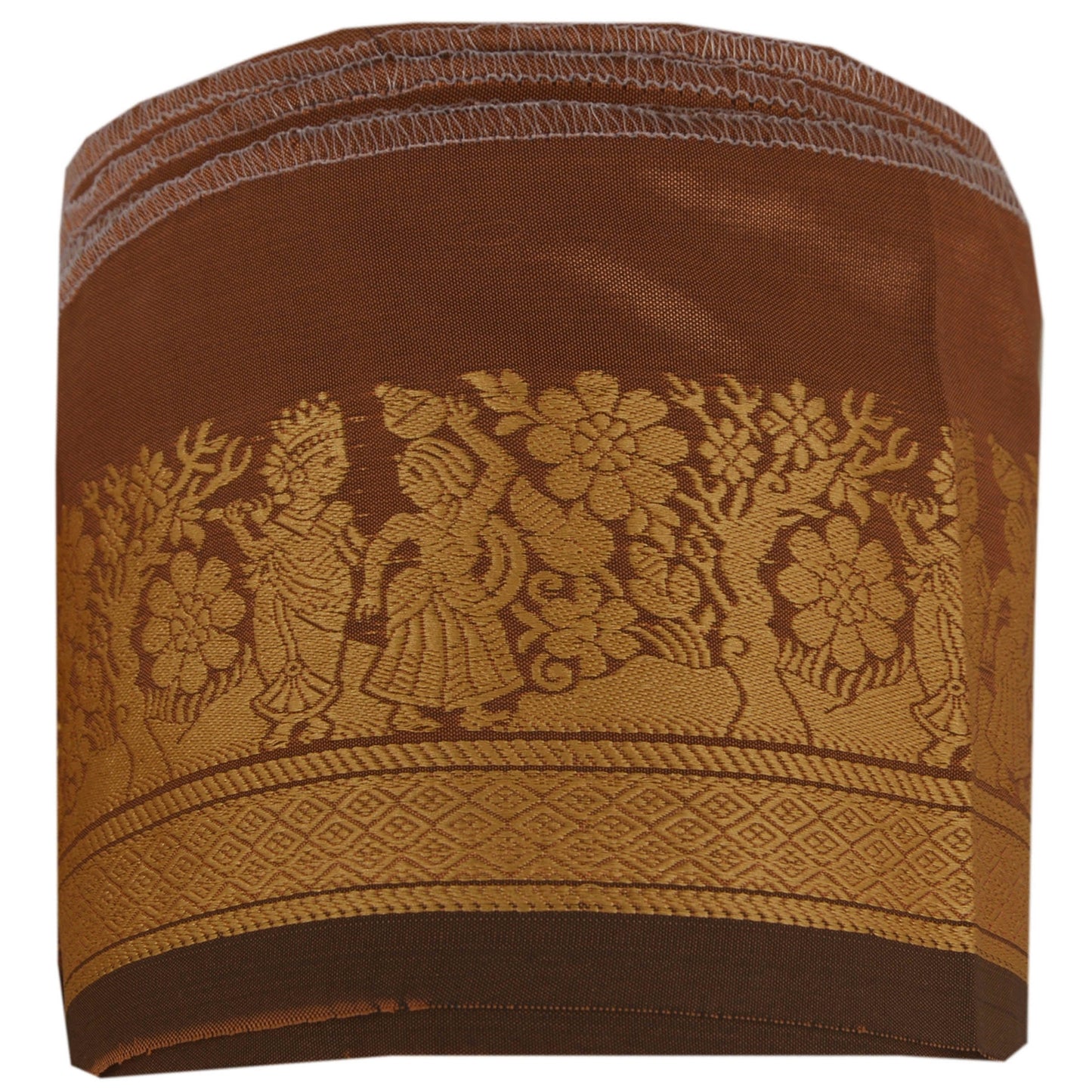 Sanskriti Vintage 1YD Sari Border Baluchari Woven Epic Design Craft Brown Lace