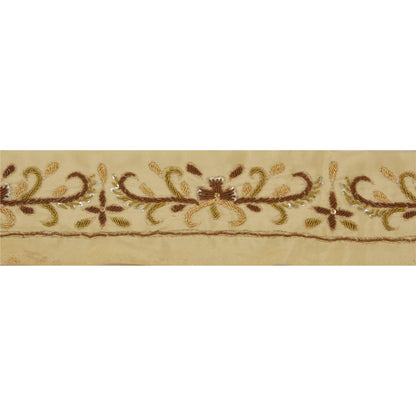 Sanskriti Vintage 1 Yd Sari Border Hand Beaded Trim Sewing Cream Craft Lace