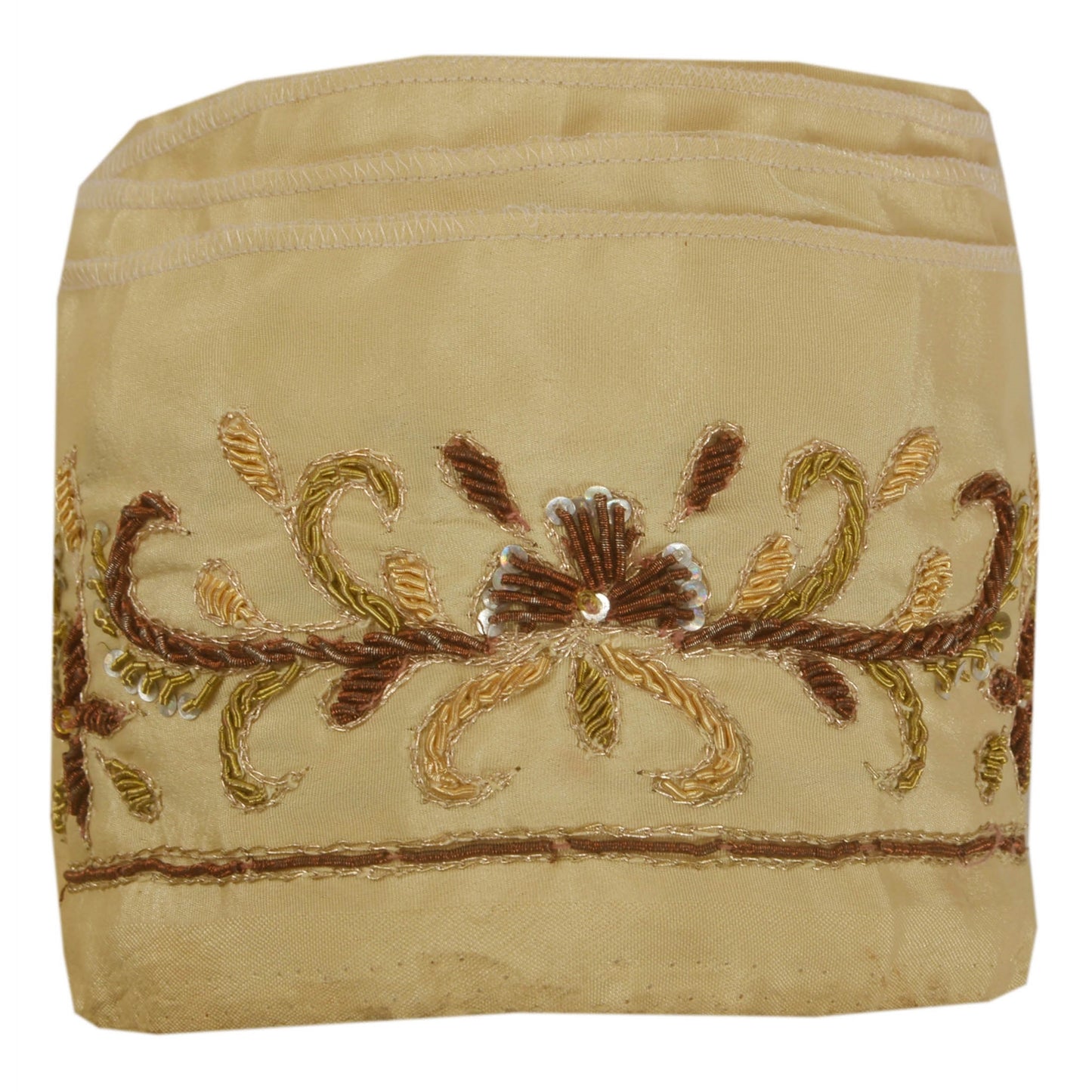 Sanskriti Vintage 1 Yd Sari Border Hand Beaded Trim Sewing Cream Craft Lace