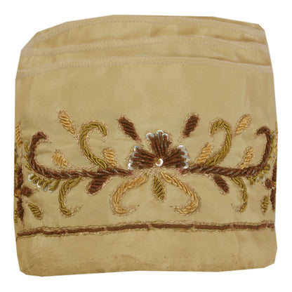 Sanskriti Vintage 1 Yd Sari Border Hand Beaded Trim Sewing Cream Craft Lace