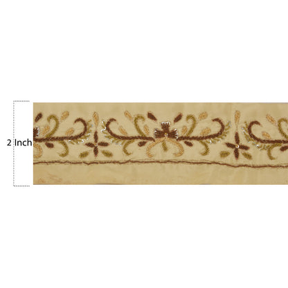 Sanskriti Vintage 1 Yd Sari Border Hand Beaded Trim Sewing Cream Craft Lace