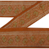 Sanskriti Vintage 1 YD Trim Sari Border Woven Brocade Craft Sewing Orange Lace
