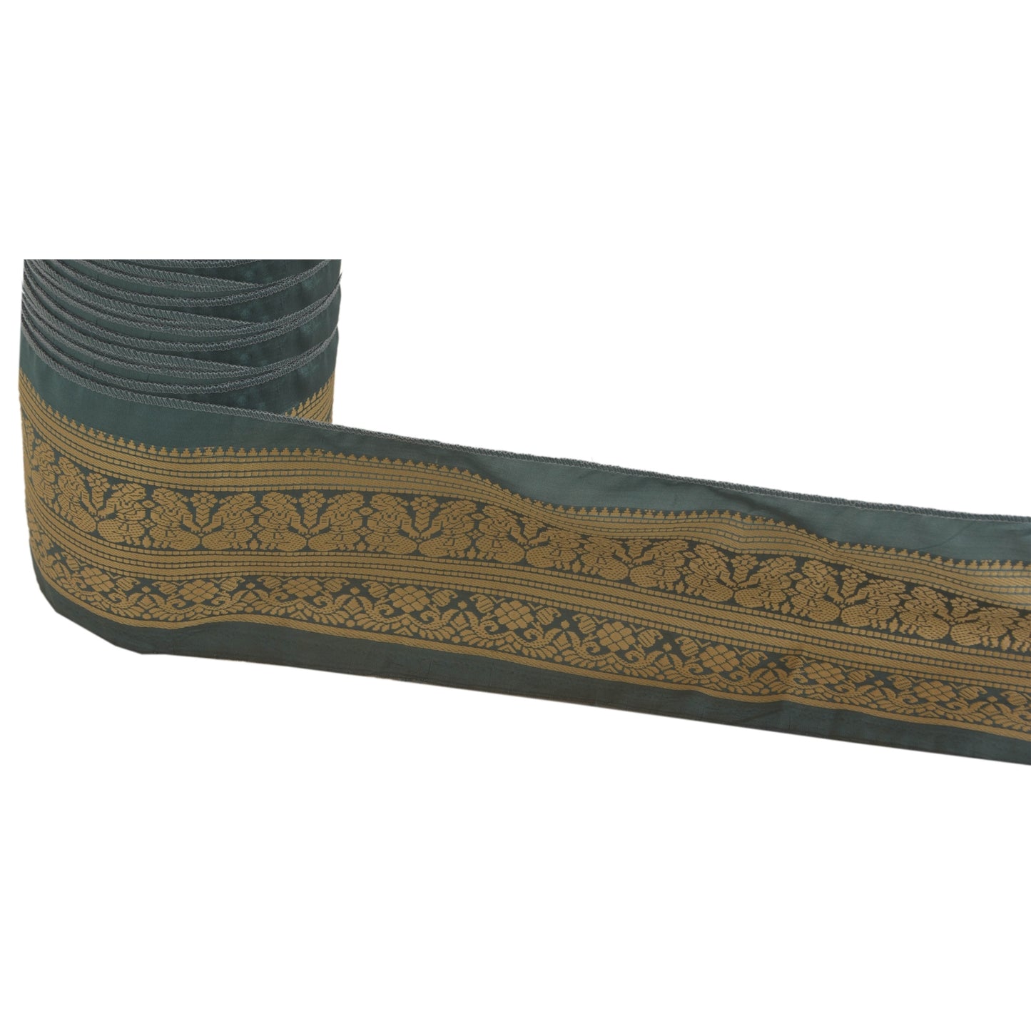 Санскрити Винтаж 1 ярд сари кайма антикварная тканая отделка шитье зеленое кружево ручной работы