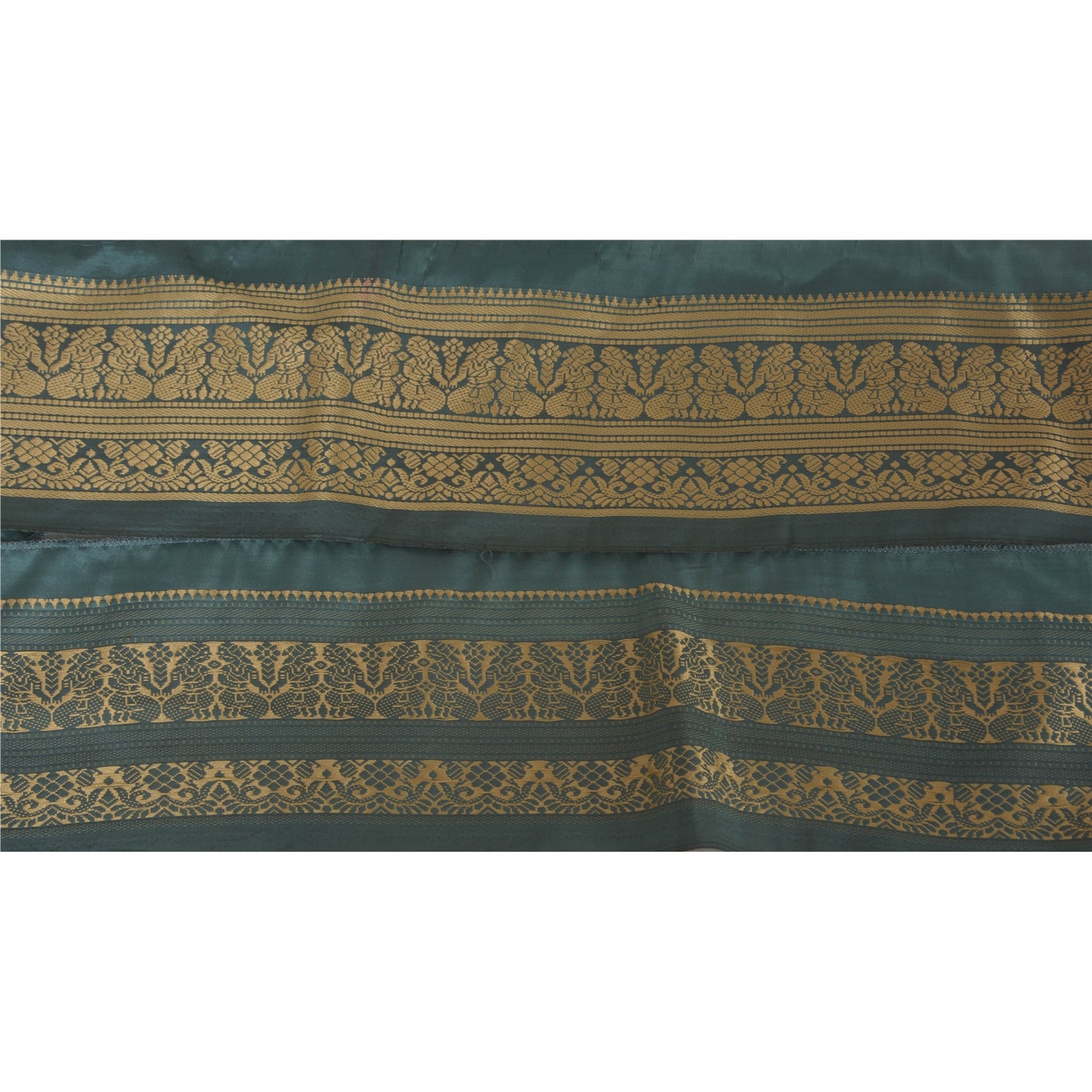 Санскрити Винтаж 1 ярд сари кайма антикварная тканая отделка шитье зеленое кружево ручной работы