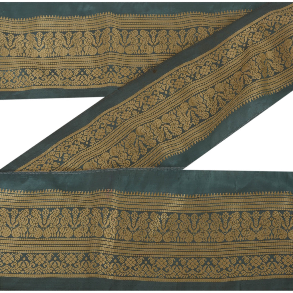 Санскрити Винтаж 1 ярд сари кайма антикварная тканая отделка шитье зеленое кружево ручной работы
