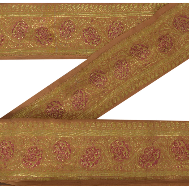 Sanskriti Vintage 1 Yd Trim Sari Border Antique Woven Brocade Craft Sewing Lace