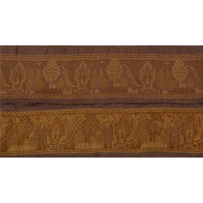 Sanskriti Vintage 1 YD Sari Sari Border Woven Trim Sewing Brown Craft Silk Lace