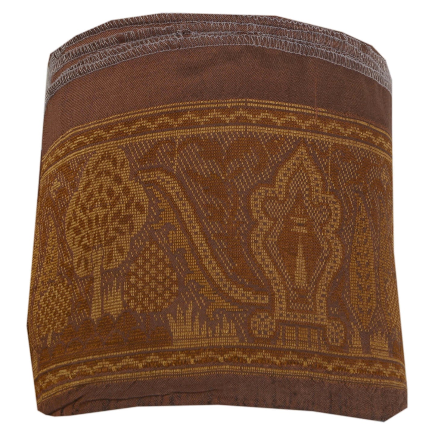 Sanskriti Vintage 1 YD Sari Sari Border Woven Trim Sewing Brown Craft Silk Lace