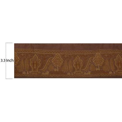 Sanskriti Vintage 1 YD Sari Sari Border Woven Trim Sewing Brown Craft Silk Lace