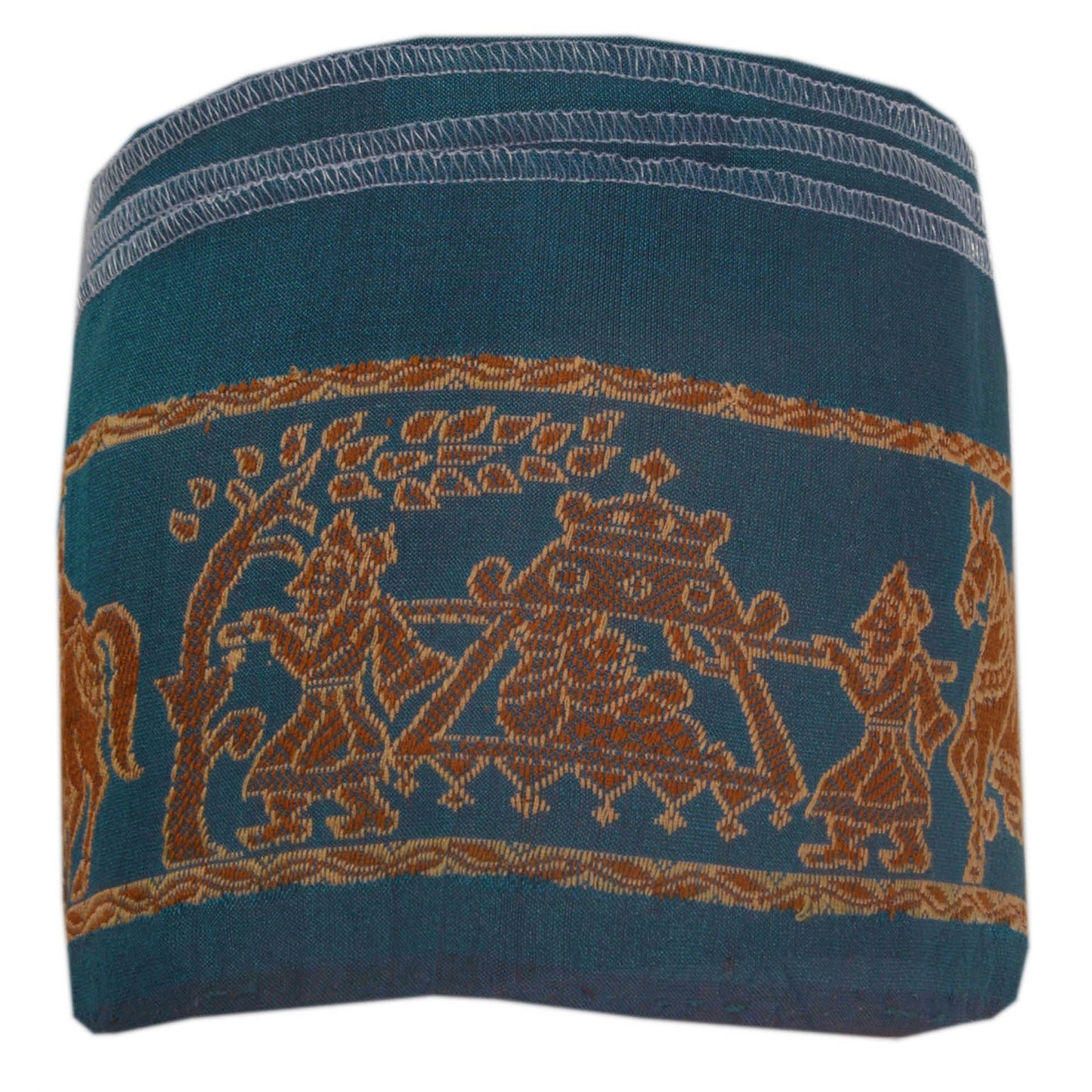 Sanskriti Vintage 1 YD Sari Border Woven Baluchari Trim Sewing Blue Craft Lace