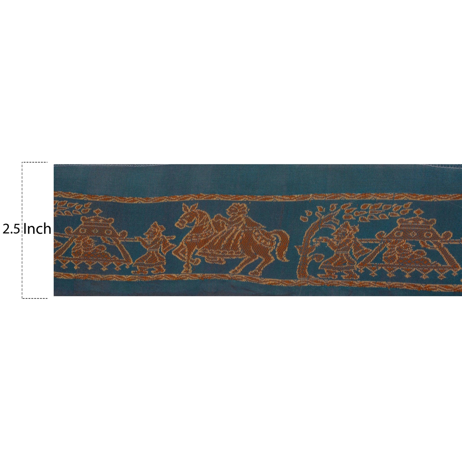 Sanskriti Vintage 1 YD Sari Border Woven Baluchari Trim Sewing Blue Craft Lace