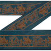 Sanskriti Vintage 1 YD Sari Border Woven Baluchari Trim Sewing Blue Craft Lace