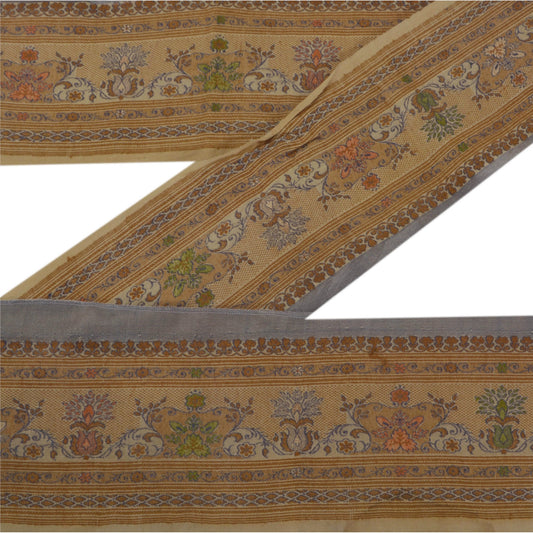 Sanskriti Vintage 1 Yd Sari Border Woven Trim Sewing Cream Craft Decor Lace