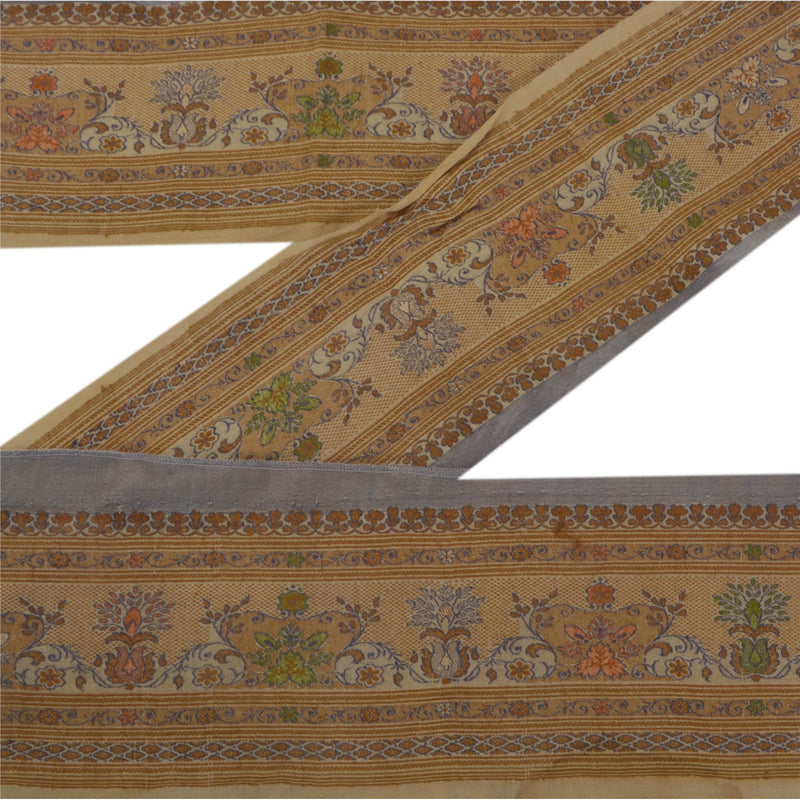 Sanskriti Vintage 1 Yd Sari Border Woven Trim Sewing Cream Craft Decor Lace