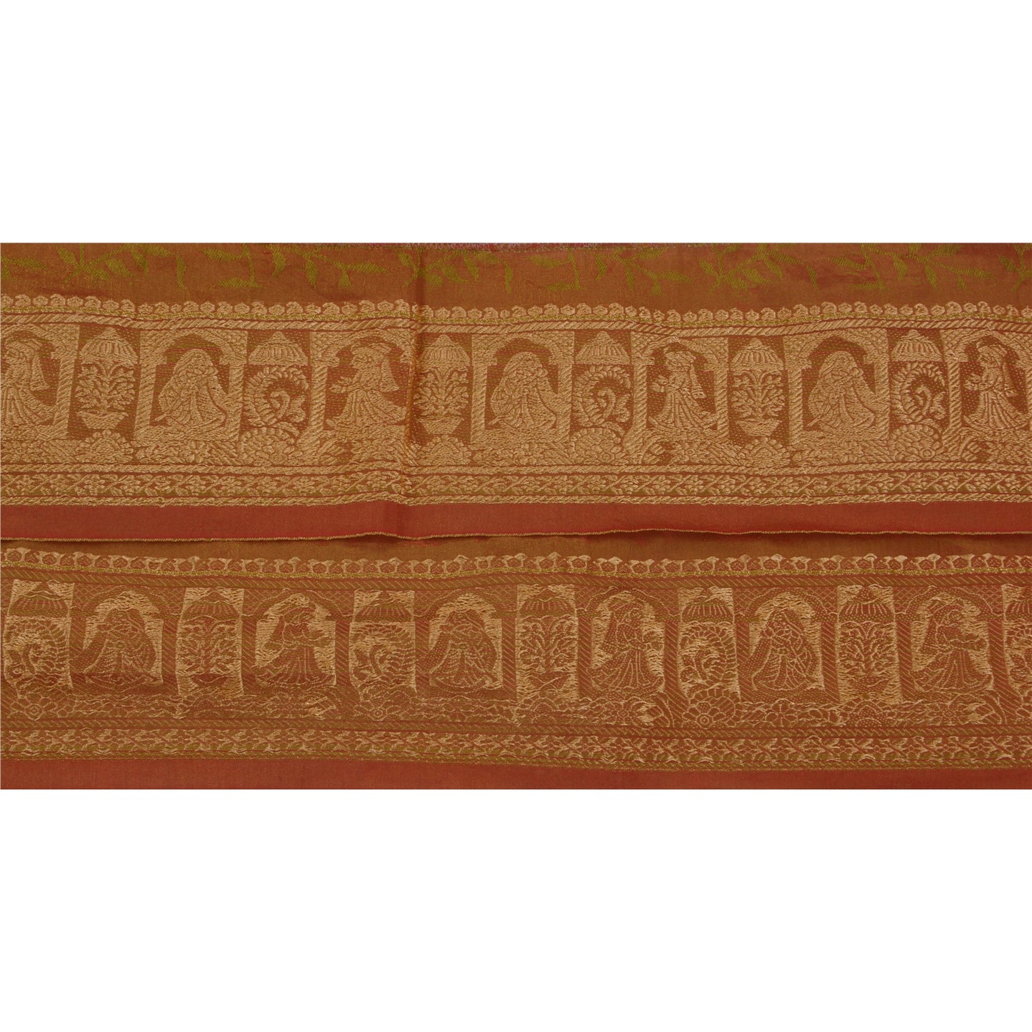 Sanskriti Vintage 10 YD Sari Border Woven Baluchari Trim Sewing Green 2.5W Lace