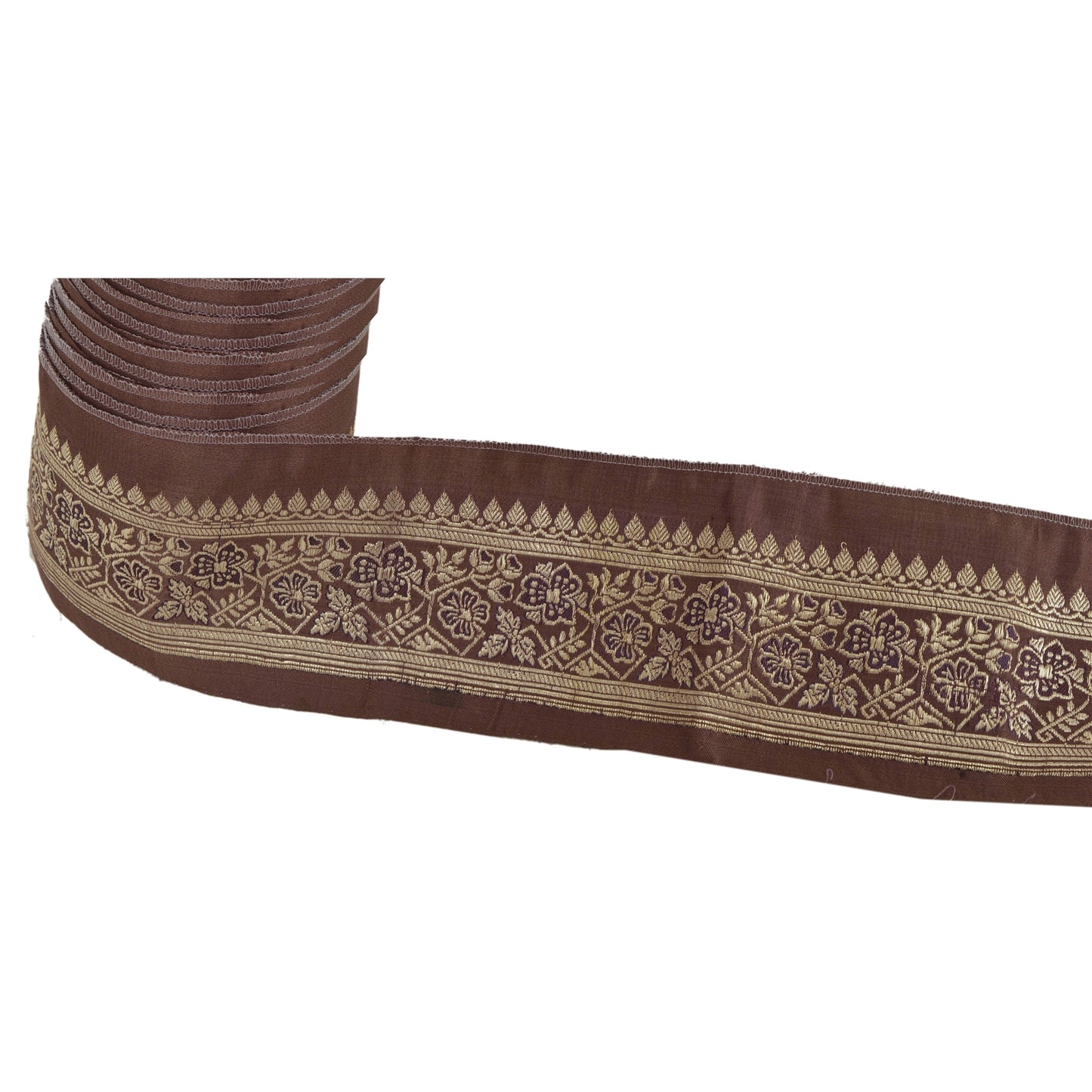 Sanskriti Vintage 1 YD Trim Sari Border 2.5W Brocade Craft Sewing Brown Lace