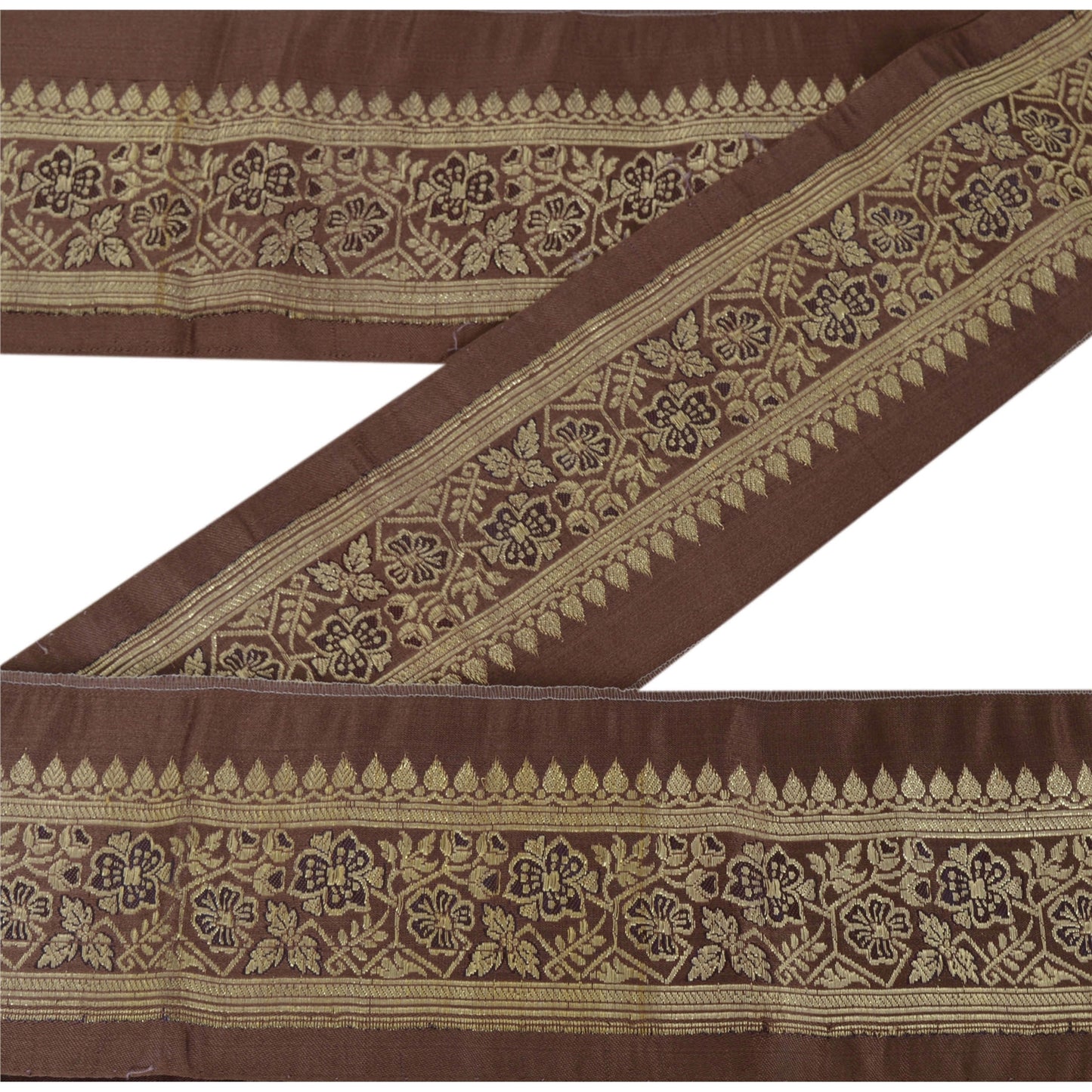 Sanskriti Vintage 1 YD Trim Sari Border 2.5W Brocade Craft Sewing Brown Lace
