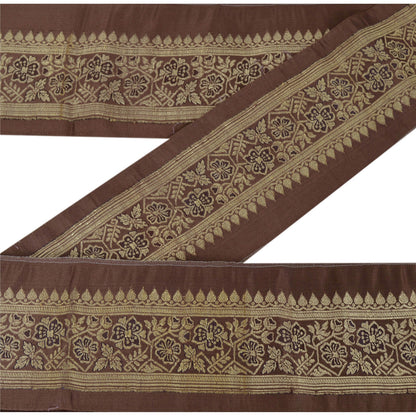 Sanskriti Vintage 1 YD Trim Sari Border 2.5W Brocade Craft Sewing Brown Lace