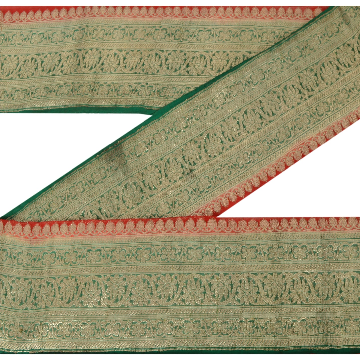 Sanskriti Vintage 1 YD Trim Sari Border 4.5W Brocade Craft Sewing Green Lace