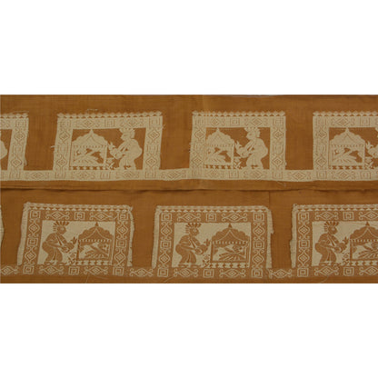 Sanskriti Vintage 1 Yd Sari Border Woven Baluchari Trim Sewing Brown Craft Lace