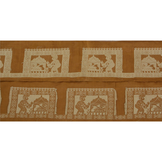 Sanskriti Vintage 1 Yd Sari Border Woven Baluchari Trim Sewing Brown Craft Lace