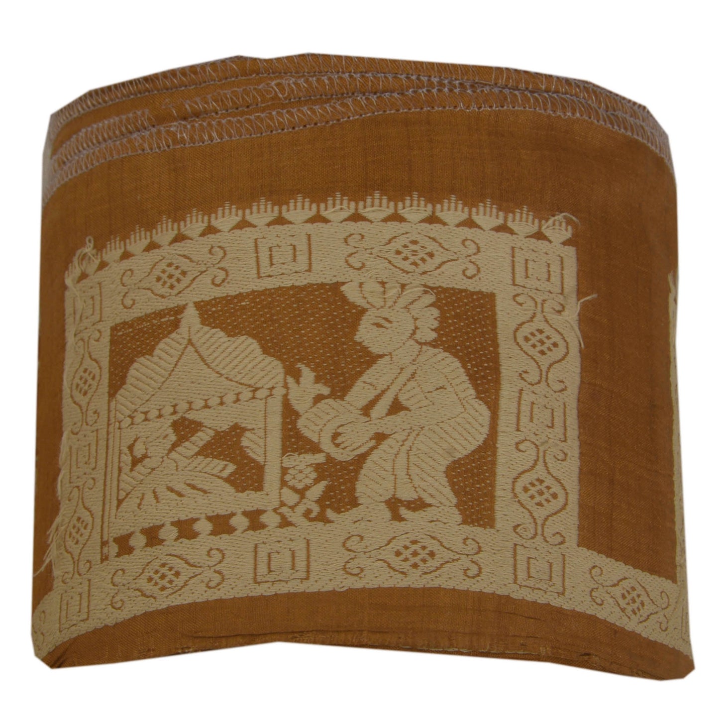 Sanskriti Vintage 1 Yd Sari Border Woven Baluchari Trim Sewing Brown Craft Lace