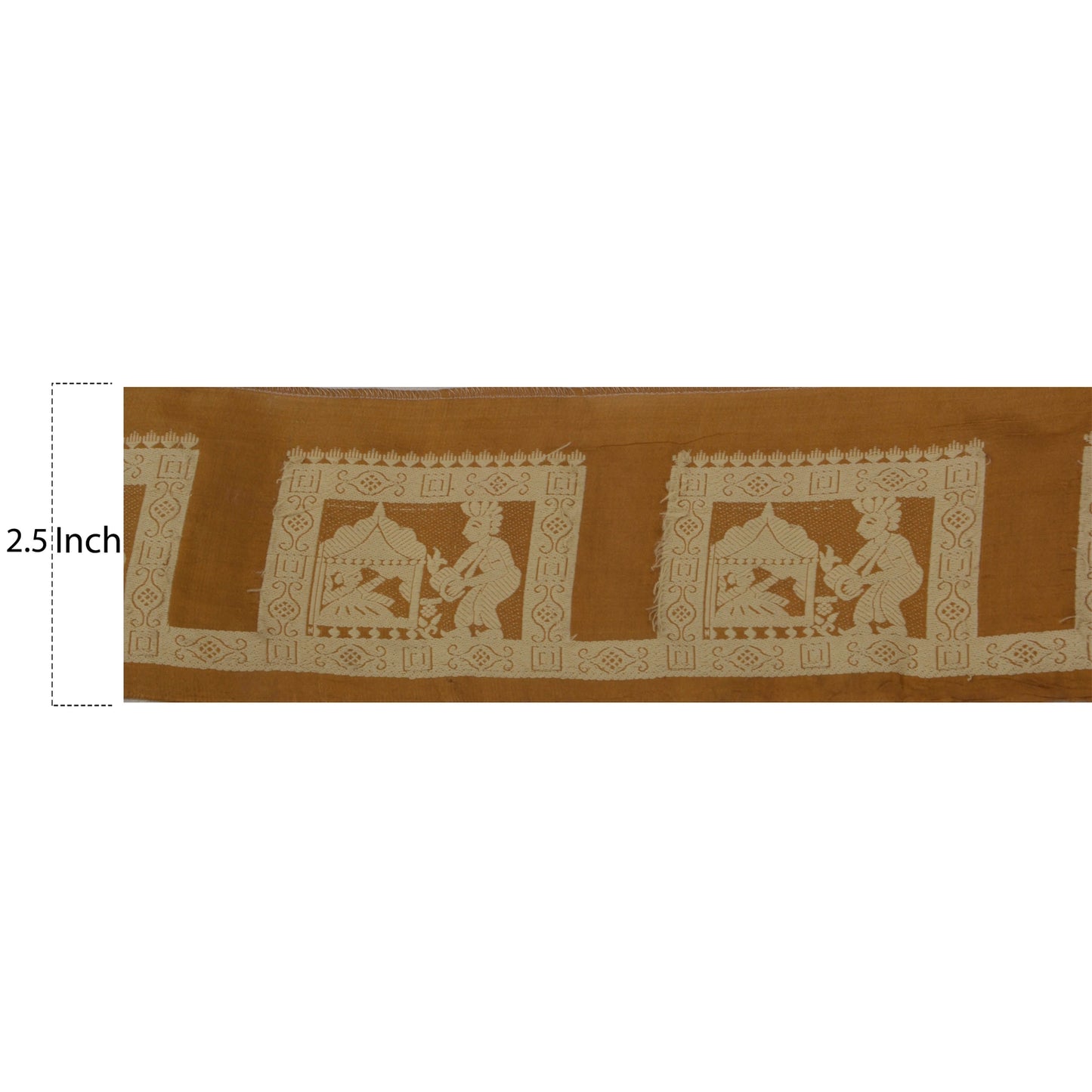 Sanskriti Vintage 1 Yd Sari Border Woven Baluchari Trim Sewing Brown Craft Lace