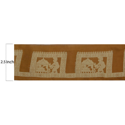 Sanskriti Vintage 1 Yd Sari Border Woven Baluchari Trim Sewing Brown Craft Lace