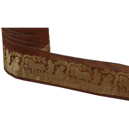 Sanskriti Vintage 1 YD Sari Border Woven Baluchari Trim Sewing Brown Craft Lace