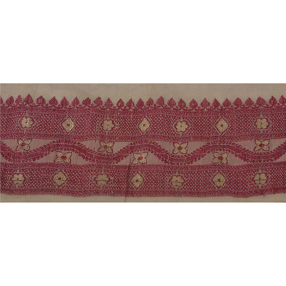 Sanskriti Vintage 1 Yd Sari Border Woven Trim Sewing Cream Craft Zari Work Lace