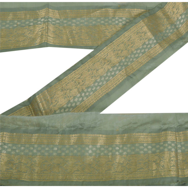Sanskriti Vintage 1 Yd Sari Border Antique Woven Trim Sewing Grey Craft Lace