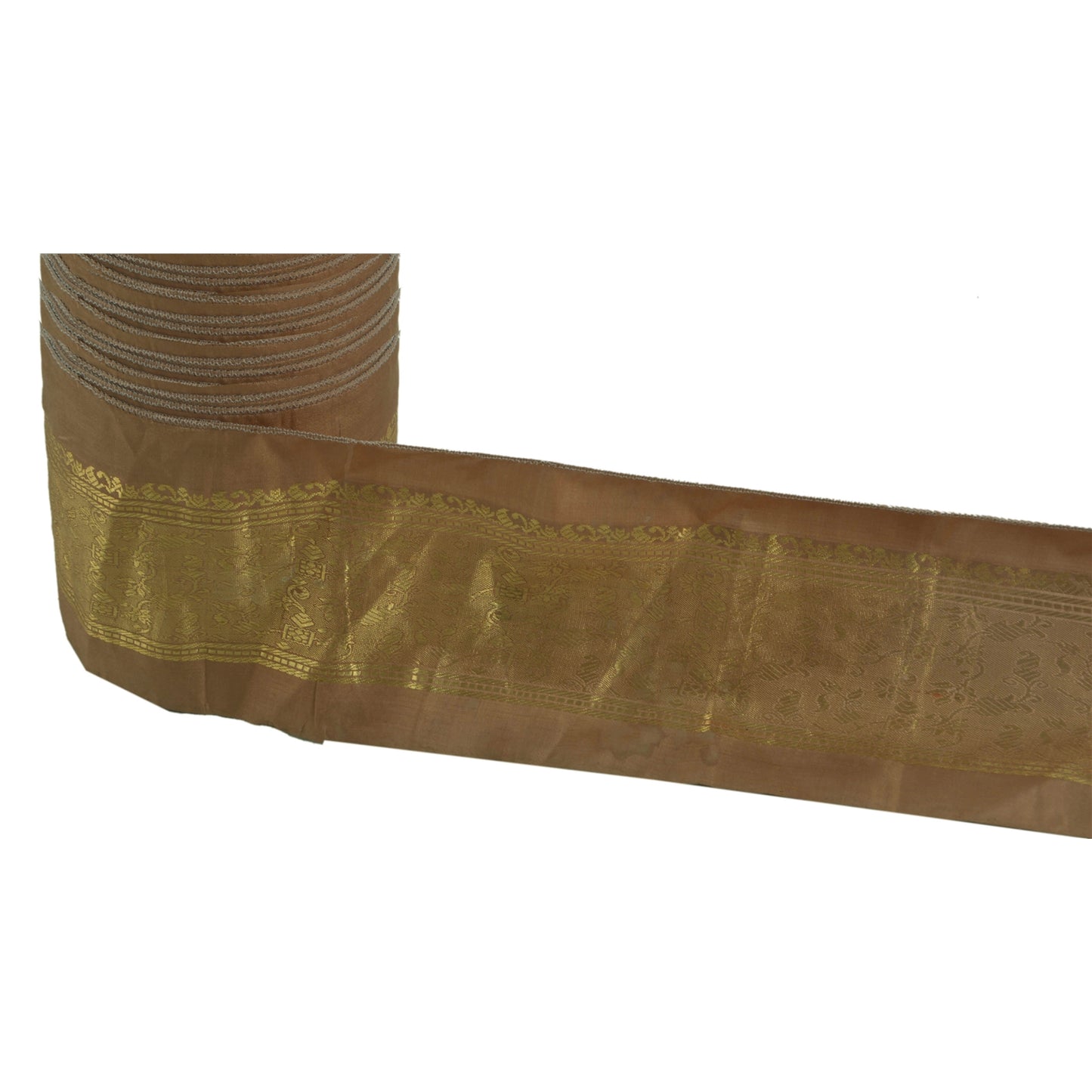 Sanskriti Vintage 1 Yd Sari Border Woven Trim Sewing Brown Craft Zari Lace