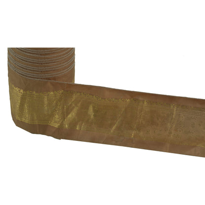 Sanskriti Vintage 1 Yd Sari Border Woven Trim Sewing Brown Craft Zari Lace