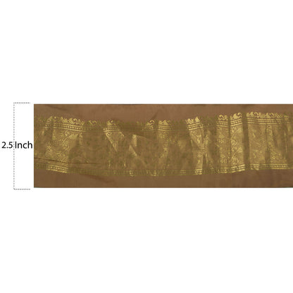 Sanskriti Vintage 1 Yd Sari Border Woven Trim Sewing Brown Craft Zari Lace