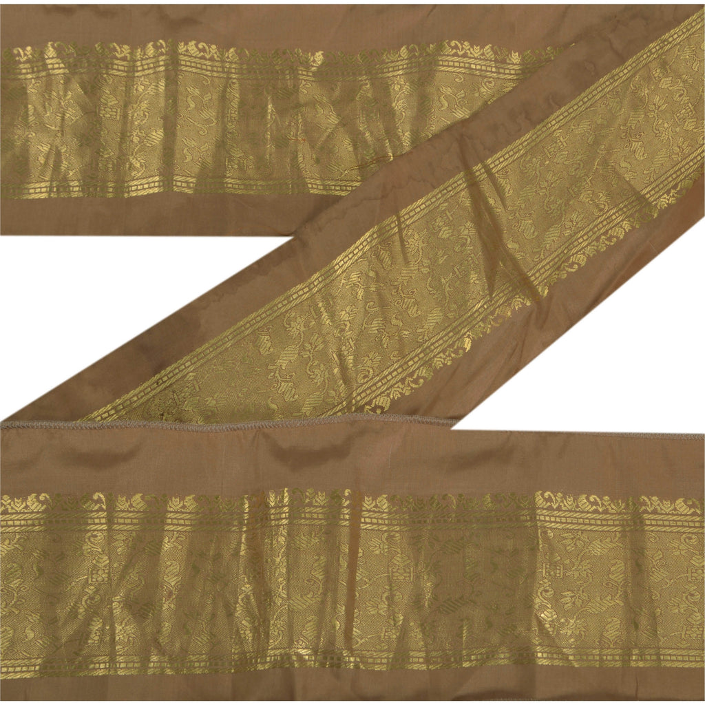 Sanskriti Vintage 1 Yd Sari Border Woven Trim Sewing Brown Craft Zari Lace