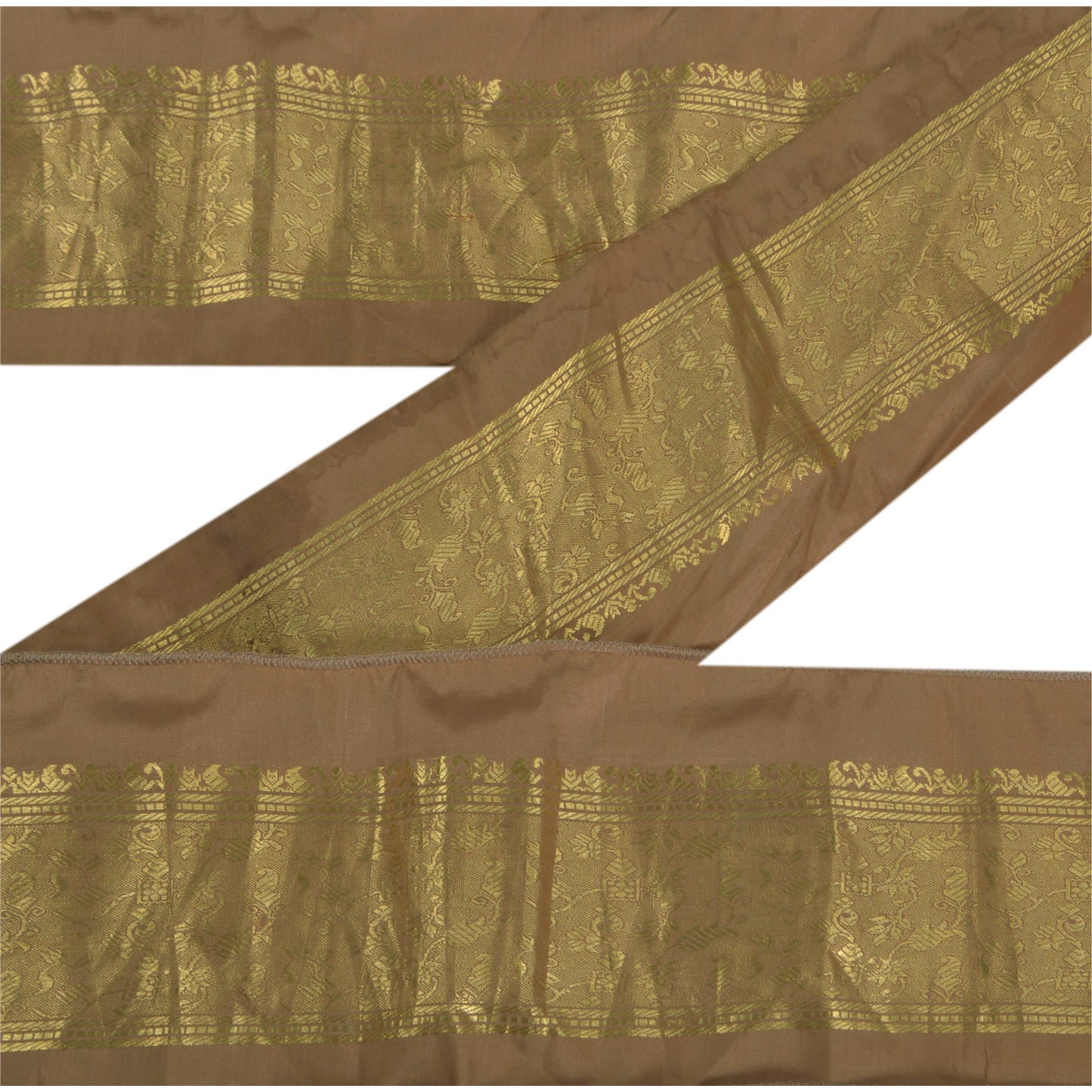 Sanskriti Vintage 1 Yd Sari Border Woven Trim Sewing Brown Craft Zari Lace