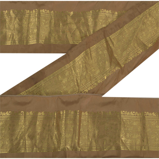 Sanskriti Vintage 1 Yd Sari Border Woven Trim Sewing Brown Craft Zari Lace