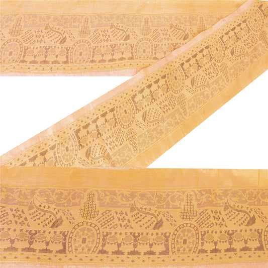 Sanskriti Vintage 1 YD Sari Border Woven Trim Sewing Orange Craft Decor Lace