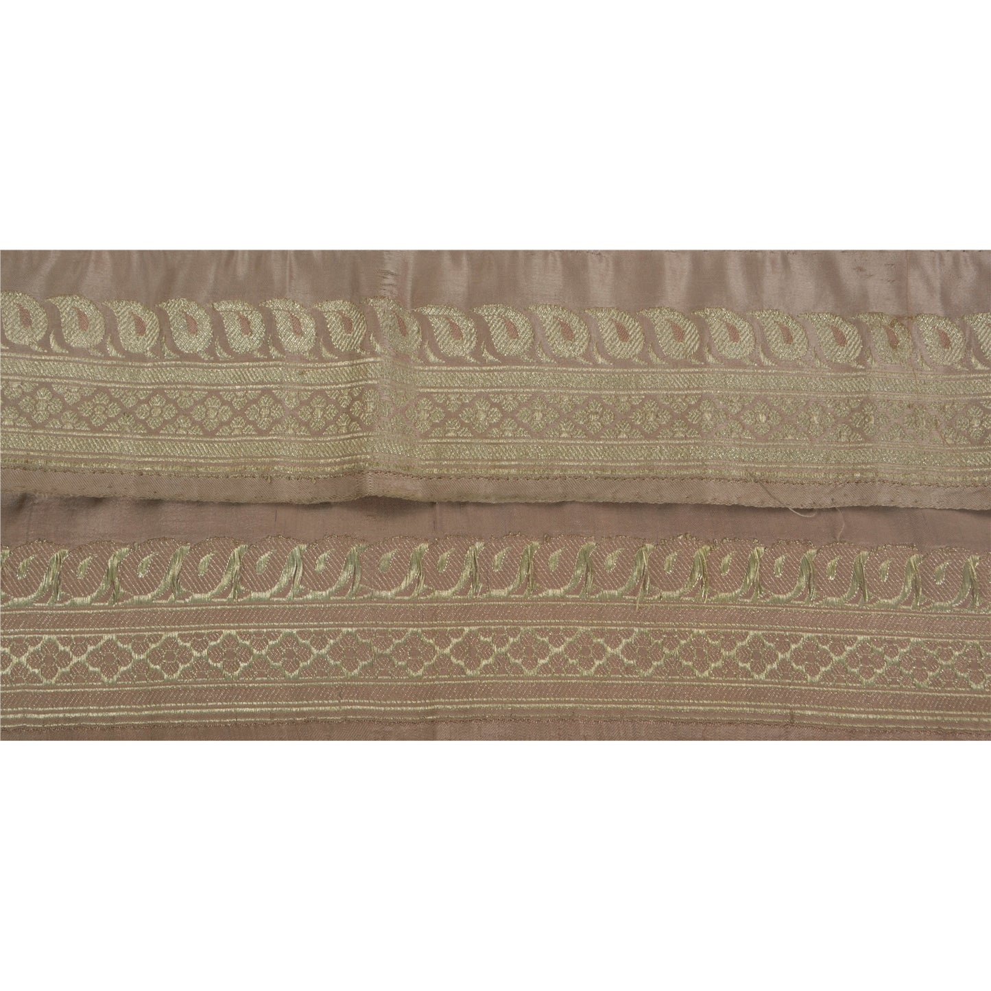Sanskriti Vintage 1 Yd Trim Sari Border Woven Brocade Craft Sewing Peach Lace