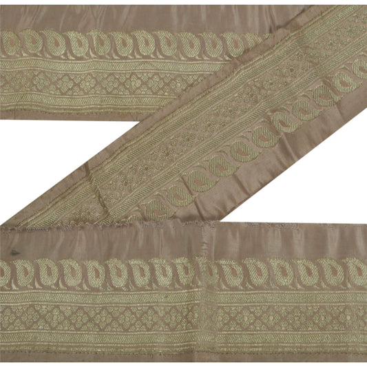 Sanskriti Vintage 1 Yd Trim Sari Border Woven Brocade Craft Sewing Peach Lace