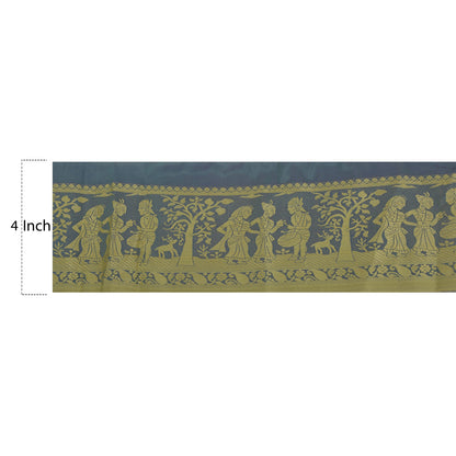 Sanskriti Vintage 1 Yard Sari Border Baluchari Trim Sewing Blue Craft Lace