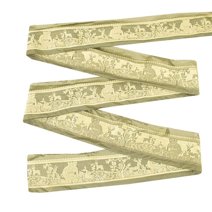 Sanskriti Vintage 1 Yd Saree/Sari Border Baluchari Trim Sewing Green Craft Lace