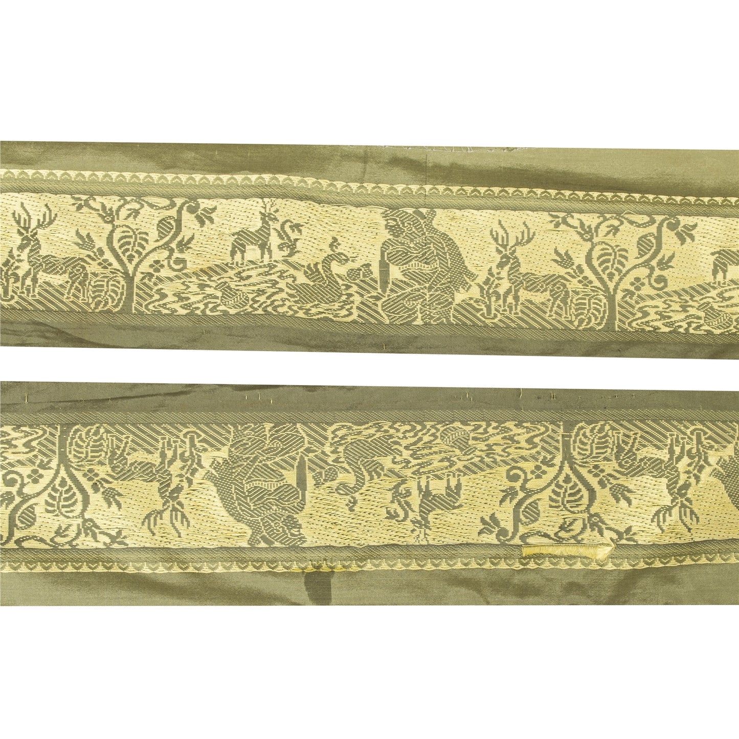 Sanskriti Vintage 1 Yd Saree/Sari Border Baluchari Trim Sewing Green Craft Lace