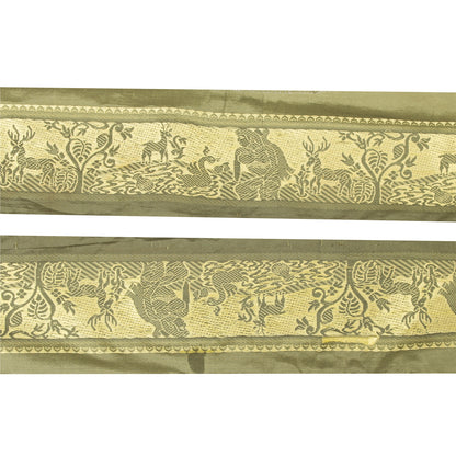 Sanskriti Vintage 1 Yd Saree/Sari Border Baluchari Trim Sewing Green Craft Lace