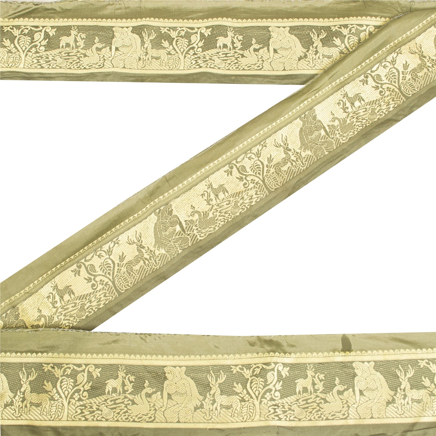 Sanskriti Vintage 1 Yd Saree/Sari Border Baluchari Trim Sewing Green Craft Lace
