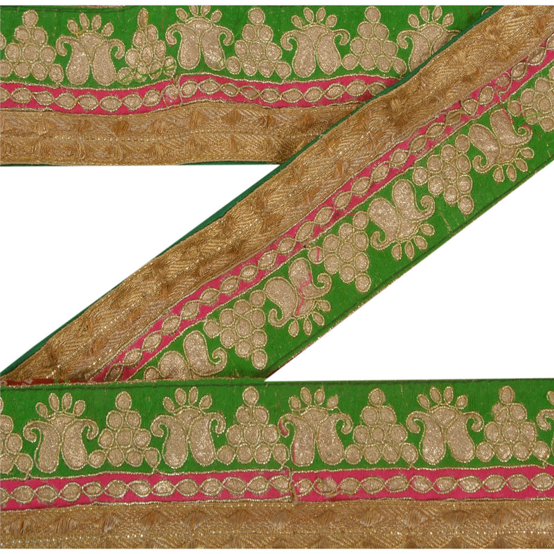 Sanskriti Vintage 1 Yd Bandhani Sari Border Broderet Syning Craft Trim Blonde