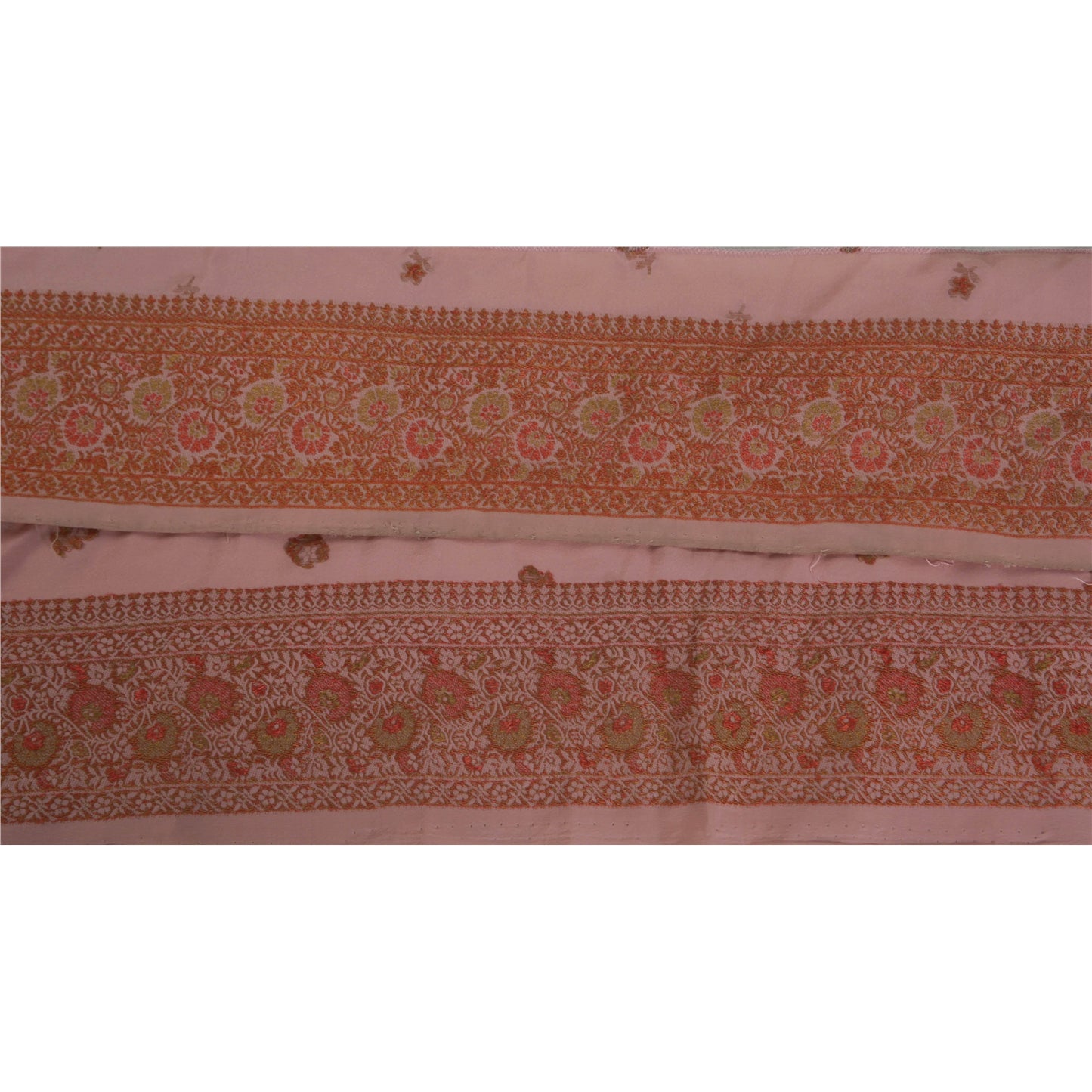 Sanskriti Vintage 1 YD Sari Border Antique Woven Trim Sewing Pink Craft Lace 3"W