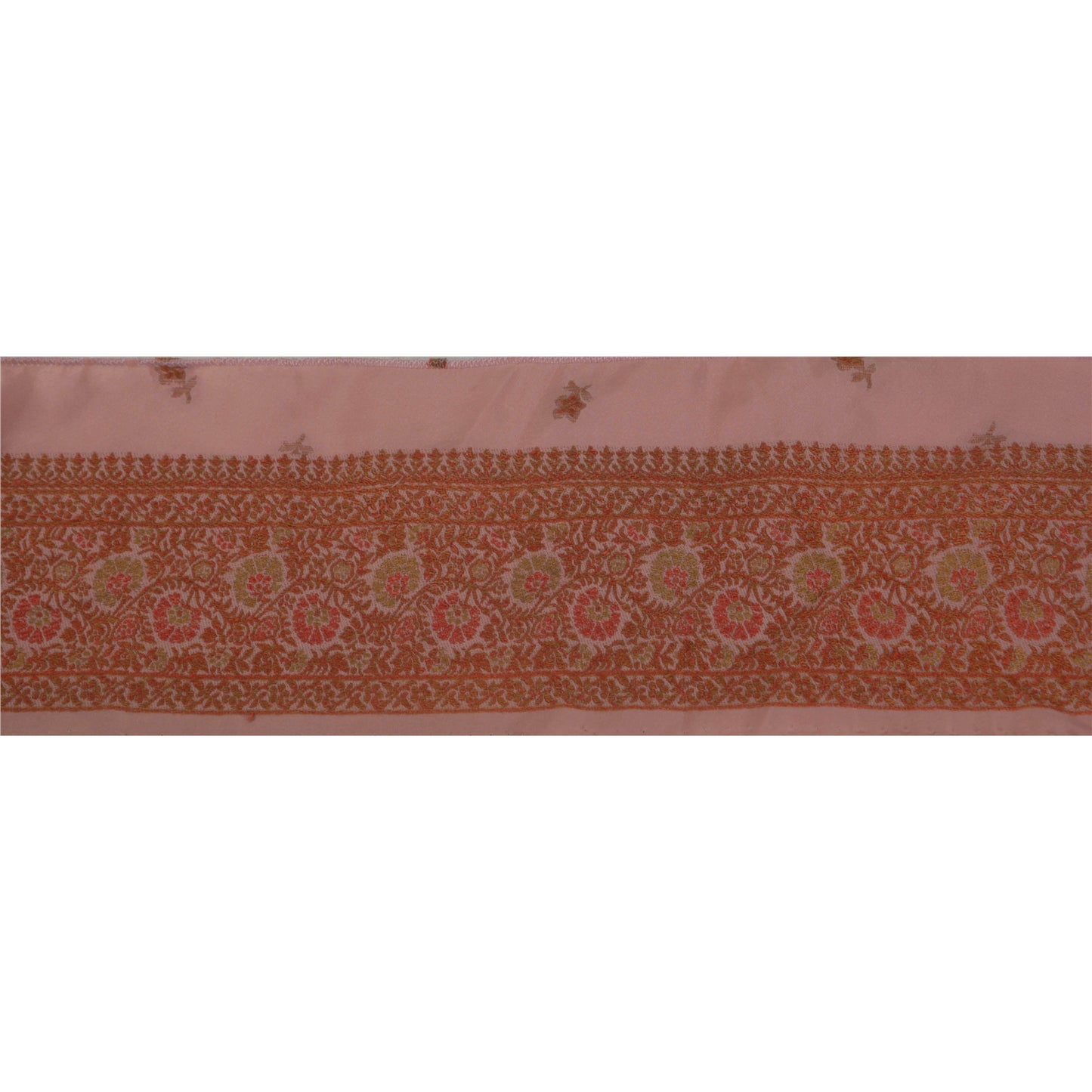 Sanskriti Vintage 1 YD Sari Border Antique Woven Trim Sewing Pink Craft Lace 3"W