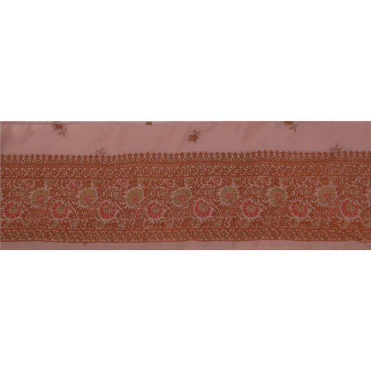 Sanskriti Vintage 1 YD Sari Border Antique Woven Trim Sewing Pink Craft Lace 3"W